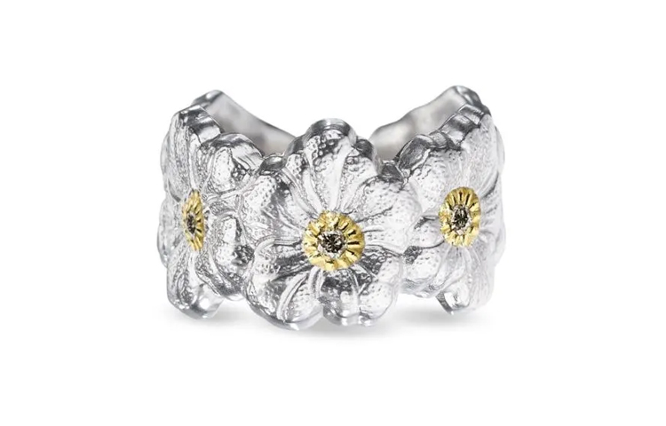 Order BUCCELLATI Blossoms Gardenia 銀鑽925銀戒 情侶款 男女通用款式 JAGETE012373