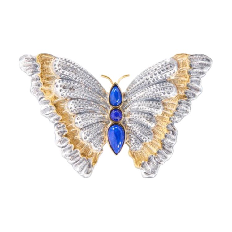 Order BUCCELLATI 蝴蝶胸針青金石銀飾 情侶款設計 - 銀色 JAGBRO023419