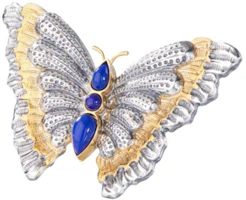 Lookbook BUCCELLATI Butterfly Brooch Lapis Lazuli Silver Unisex Couple Design - Silver. JAGBRO023419