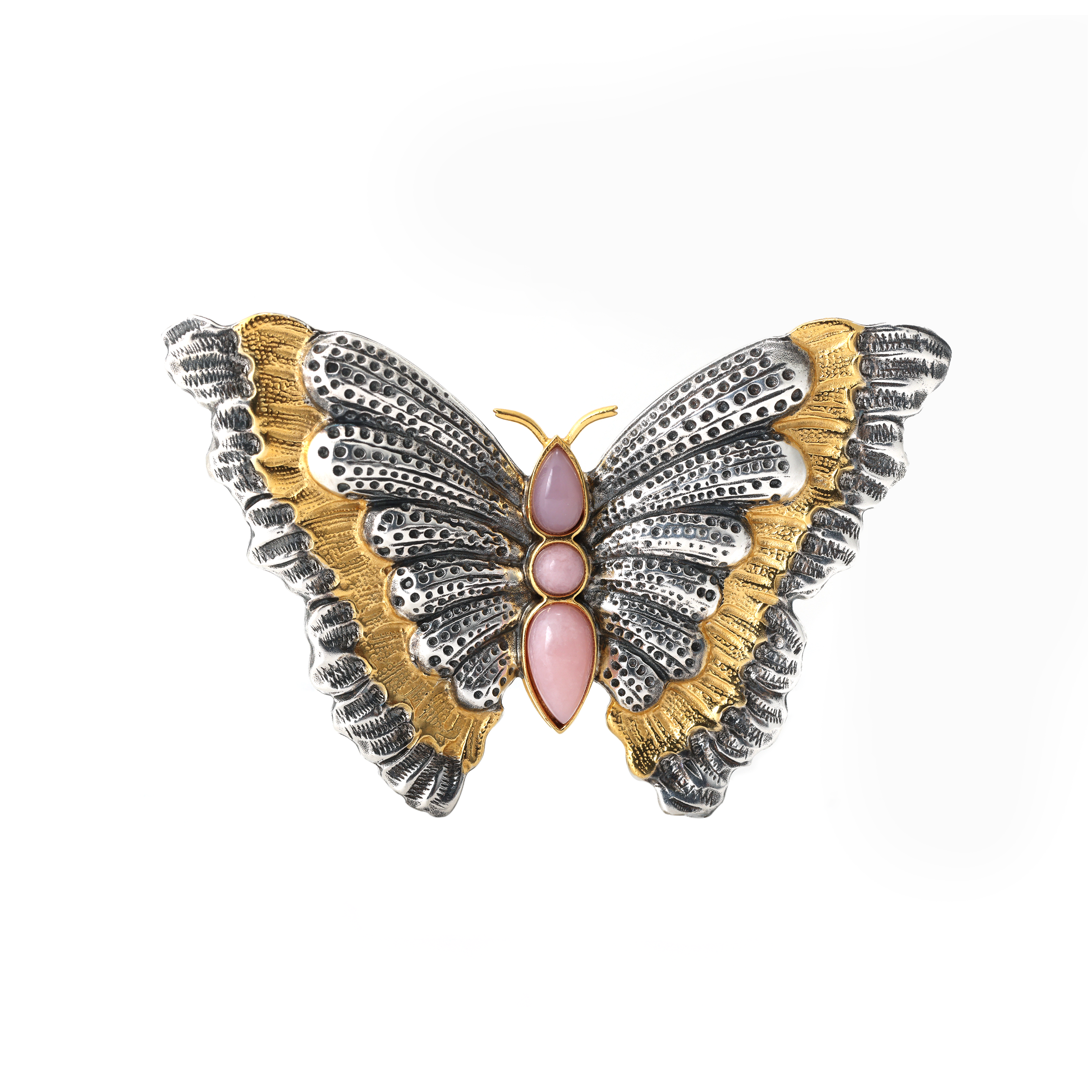 BUCCELLATI Butterfly Design Opal Silver Brooch Unisex Couple Silver JAGBRO023418