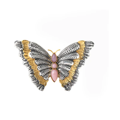 BUCCELLATI Butterfly Design Opal Silver Brooch Unisex Couple Silver JAGBRO023418