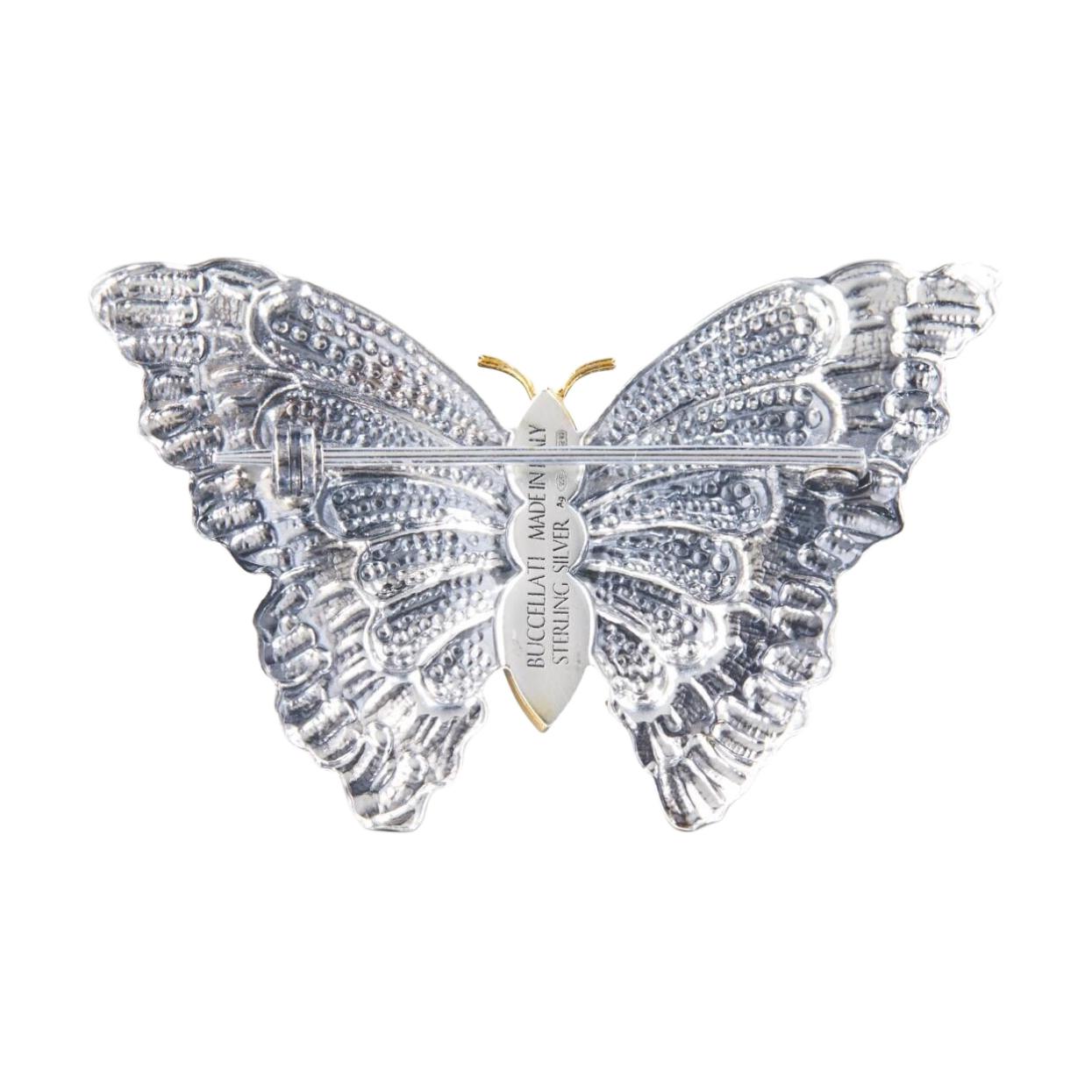 Shop BUCCELLATI 蝴蝶設計 澳寶銀別針 男女情侶款 純銀胸針 JAGBRO023418