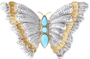 Order Buccellati Butterfly Design Turquoise Silver Brooch Unisex Couple Style Silver. JAGBRO023420