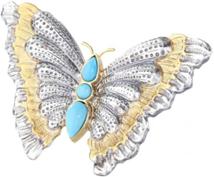 Lookbook Buccellati Butterfly Design Turquoise Silver Brooch Unisex Couple Style Silver. JAGBRO023420
