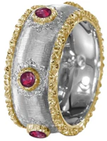 Shop Buccellati 白金多彩寶石裝飾戒指 情侶對戒款 式 男女通用 JAUETE007272