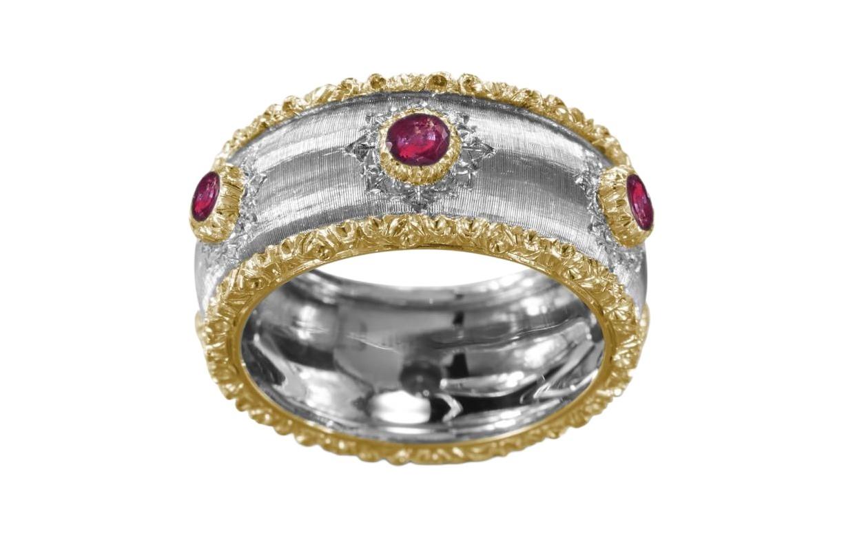 Purchase 부첼라티 플래티넘 멀티컬러 젬스톤 커플 디자인 반지 유니섹스. JAUETE007272