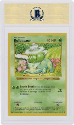 Bulbasaur 1999 Pokemon TCG Base set Shadowless #44 Order Bulbasaur 1999 Pokemon TCG Base set Shadowless #44