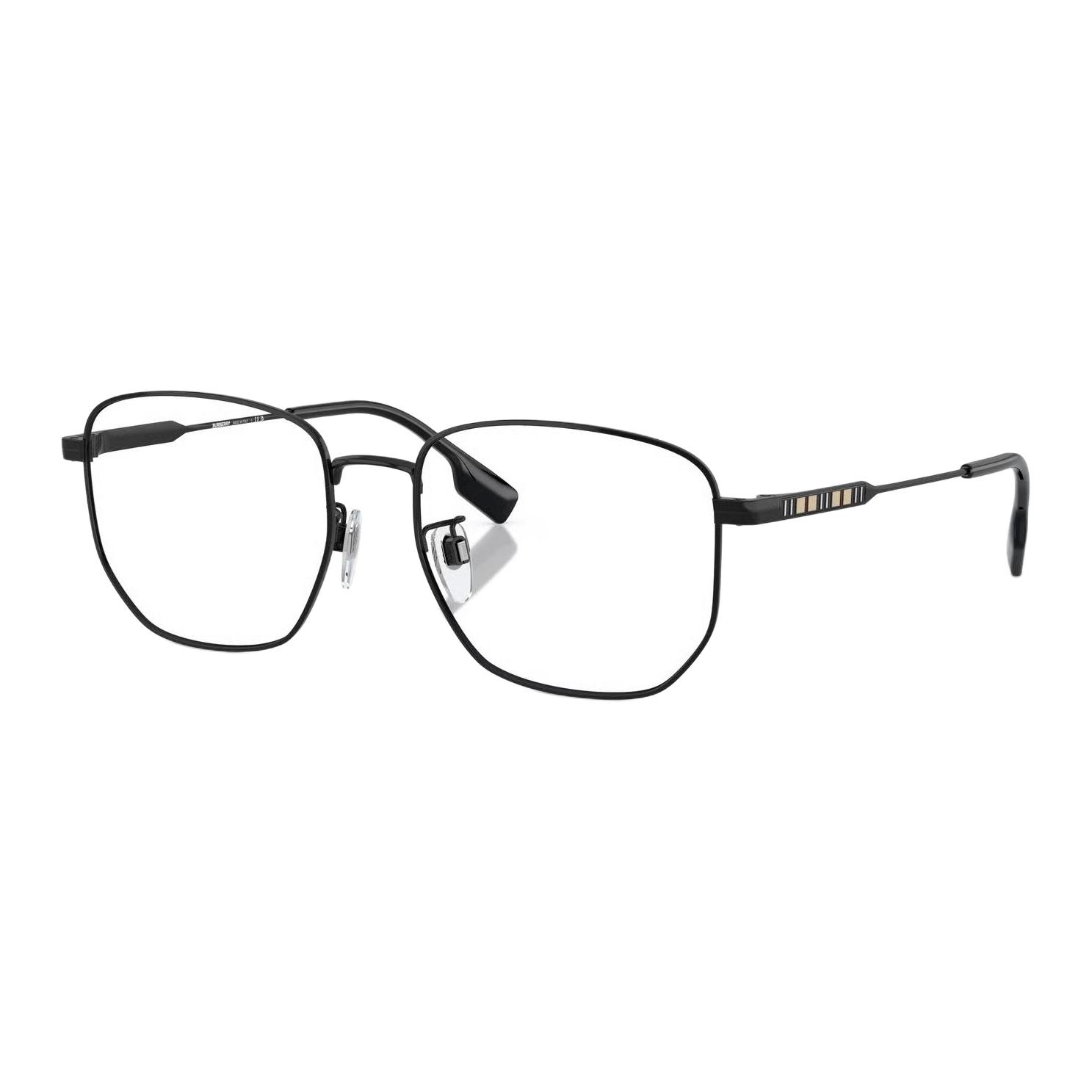 Burberry 1352D Rectangular Black Metal Optical Glasses for Men - Stripe Detail B1352-D-1001