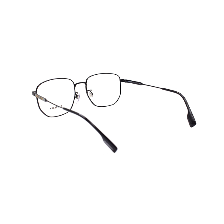 Shop 博柏利 1352D 男士黑色金属矩形光学眼镜 - 条纹设计 B1352-D-1001