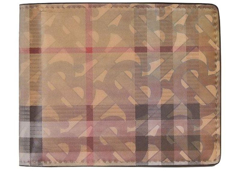 Burberry 3D Print Bifold Wallet 6 Slot Archive Beige