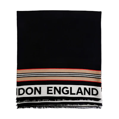Burberry Alphabet Logo Wool Scarf in Black. 80473481