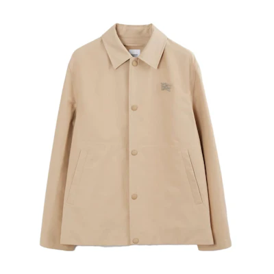 Burberry Badge Embroidered Solid Long-Sleeve Jacket in Light Brown. 80705121