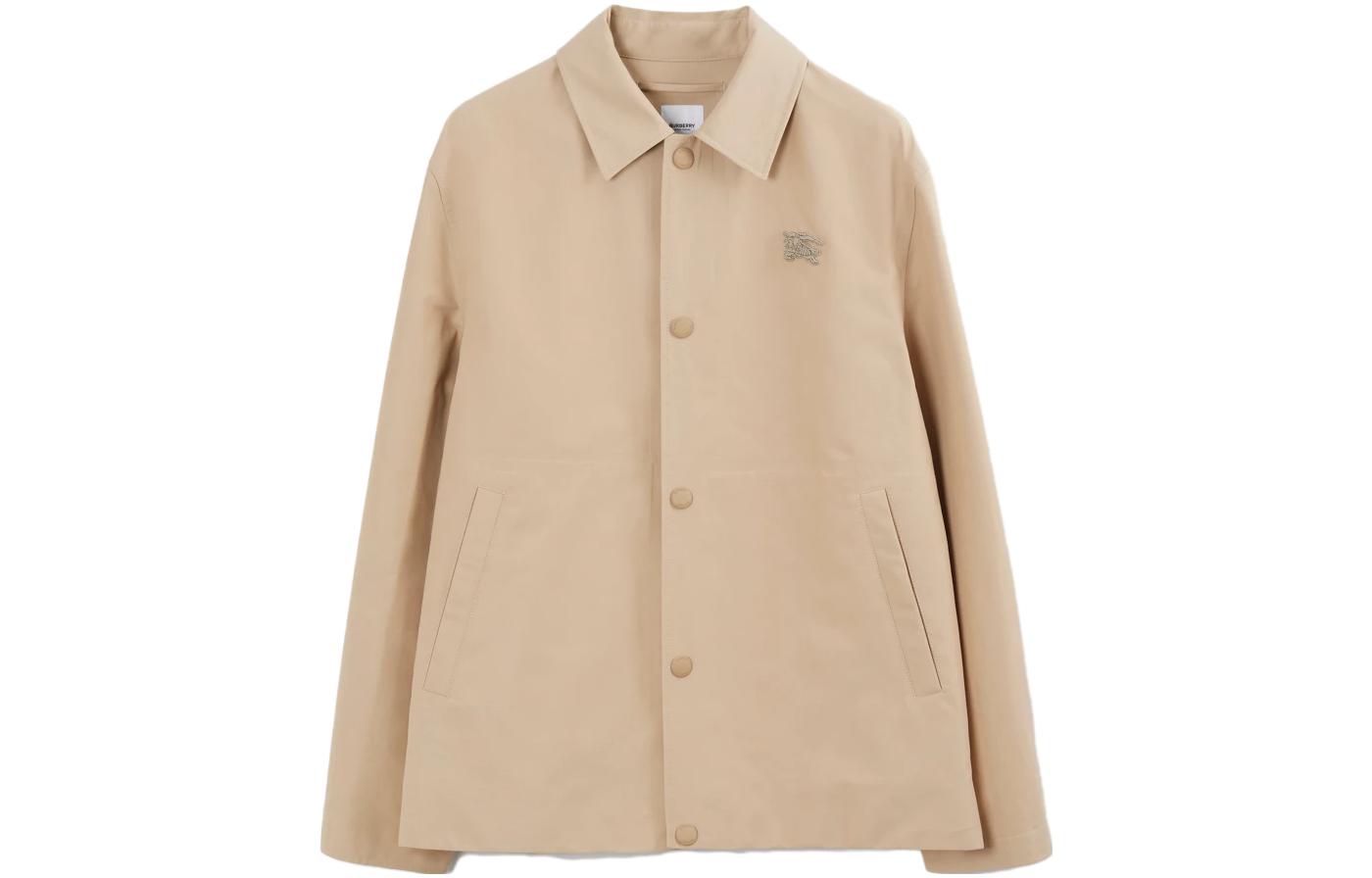Burberry  Badge Embroidered Solid Long-Sleeve Jacket in Light Brown. 80705121 圖 2