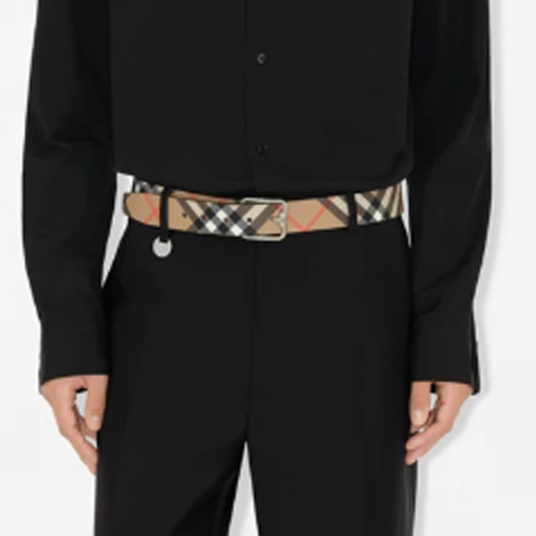 Lookbook バーバリー ベージュ カーフスキン レザー ベルト ピンバックルデザイン 3.5CM 80920461