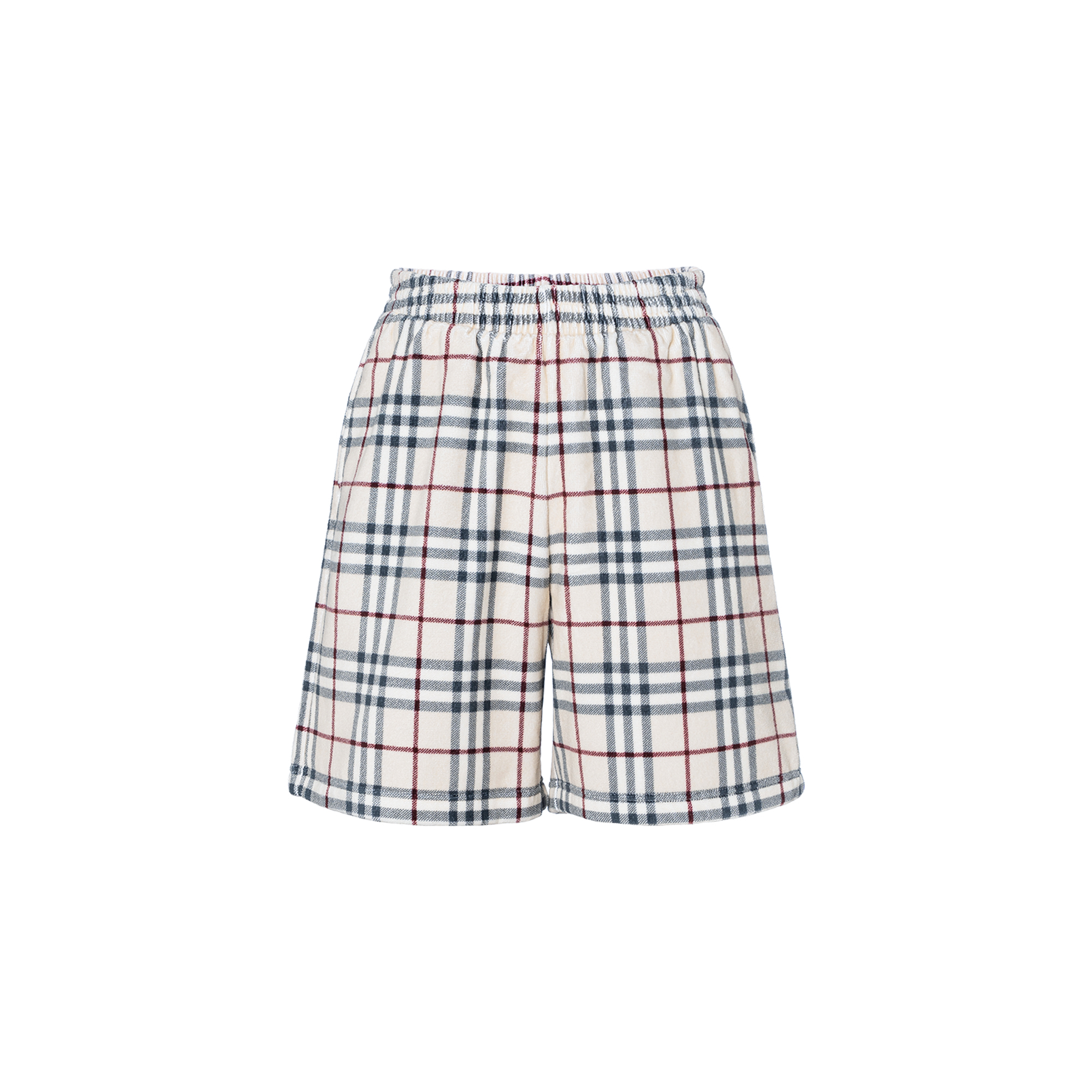 Burberry  Beige Check Elastic Waist Casual Shorts 80741881