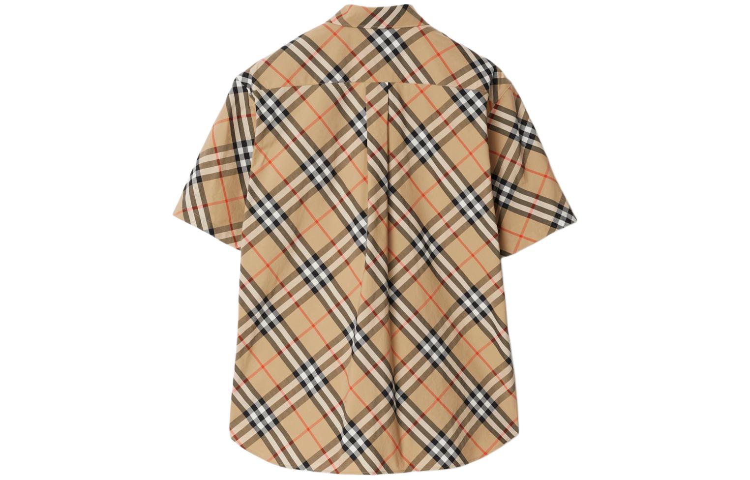 Burberry  Beige Check Print Single-Breasted Short-Sleeve Shirt. 80876371 圖 3