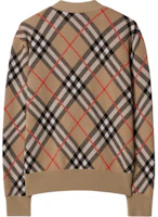 Lookbook Burberry Beige Check V-Neck Buttoned Long-Sleeve Knit Cardigan 80934941