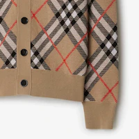 Sizing Burberry Beige Check V-Neck Buttoned Long-Sleeve Knit Cardigan 80934941
