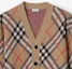 Cheap Burberry Kardigan Rajut Lengan Panjang V-Neck Beige Check dengan Kancing 80934941