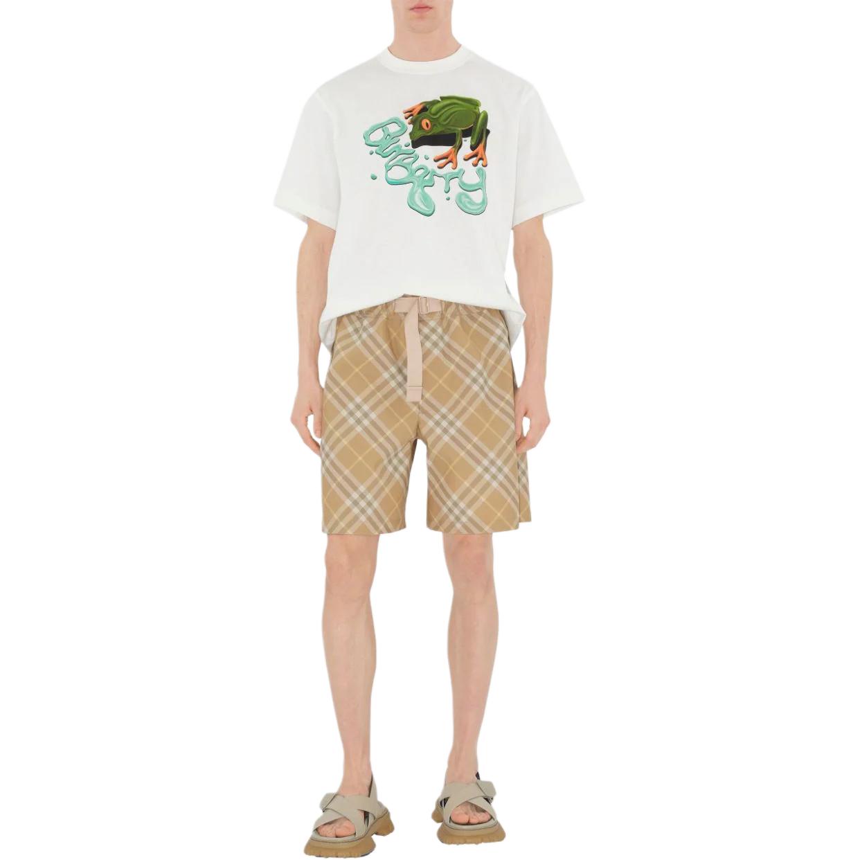 Burberry  Beige Checkered Elastic Waist Casual Shorts. 80899781 圖 4