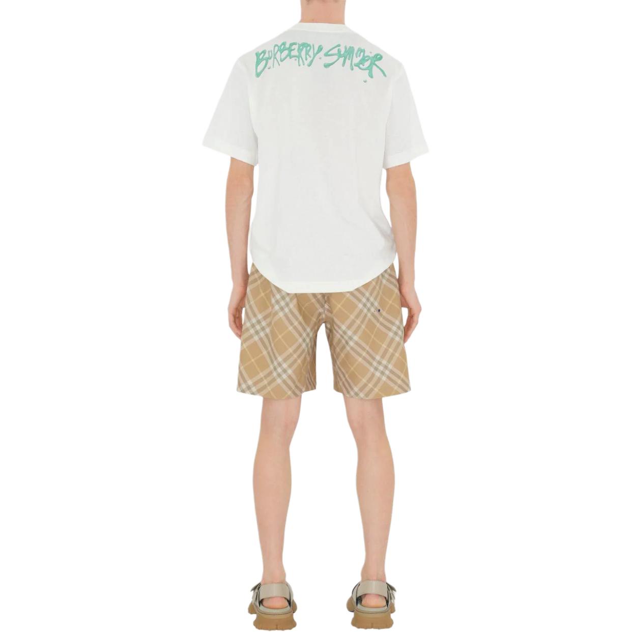 Burberry  Beige Checkered Elastic Waist Casual Shorts. 80899781 圖 5