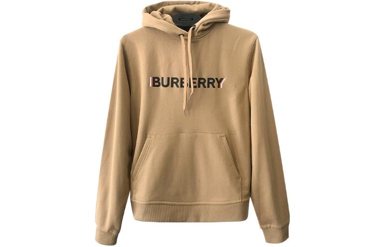 Burberry  Beige Letter Print Loose Fit Hoodie. 80669051