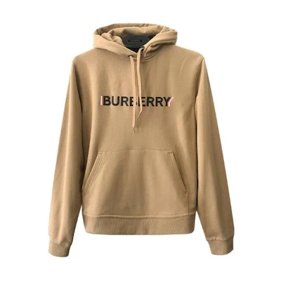 Burberry Beige Letter Print Loose Fit Hoodie. 80669051