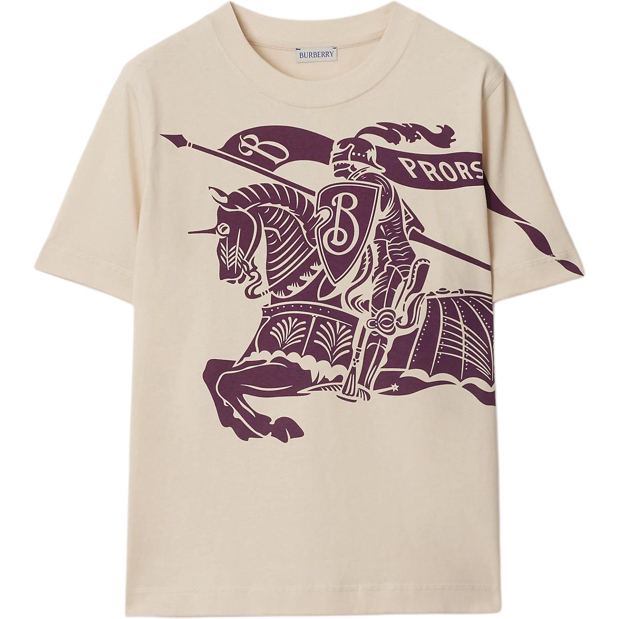 Burberry  Beige Logo Print Crew Neck Short Sleeve T-Shirt. 80963791