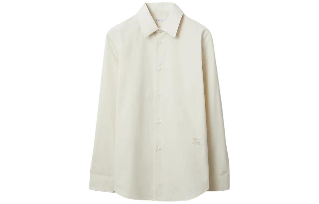 Buy Burberry  Beige Long-Sleeve Pattern Print Shirt with Turn-Down Collar. 80778351