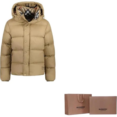 Burberry Beige Quilted Down Jacket with Padded Lining and Hood. 80910931 Cheap Burberry Beige Quilted Down Jacket with Padded Lining and Hood. 80910931