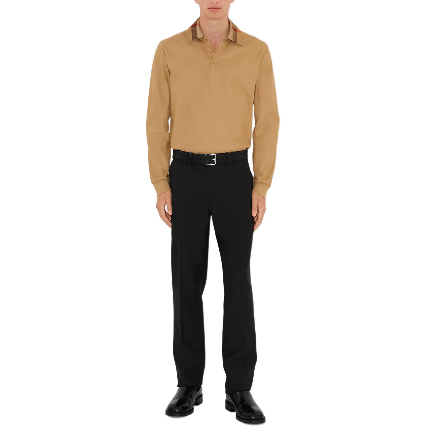 Burberry  Beige Slim Fit Long Sleeve Polo Shirt 80988111 圖 3