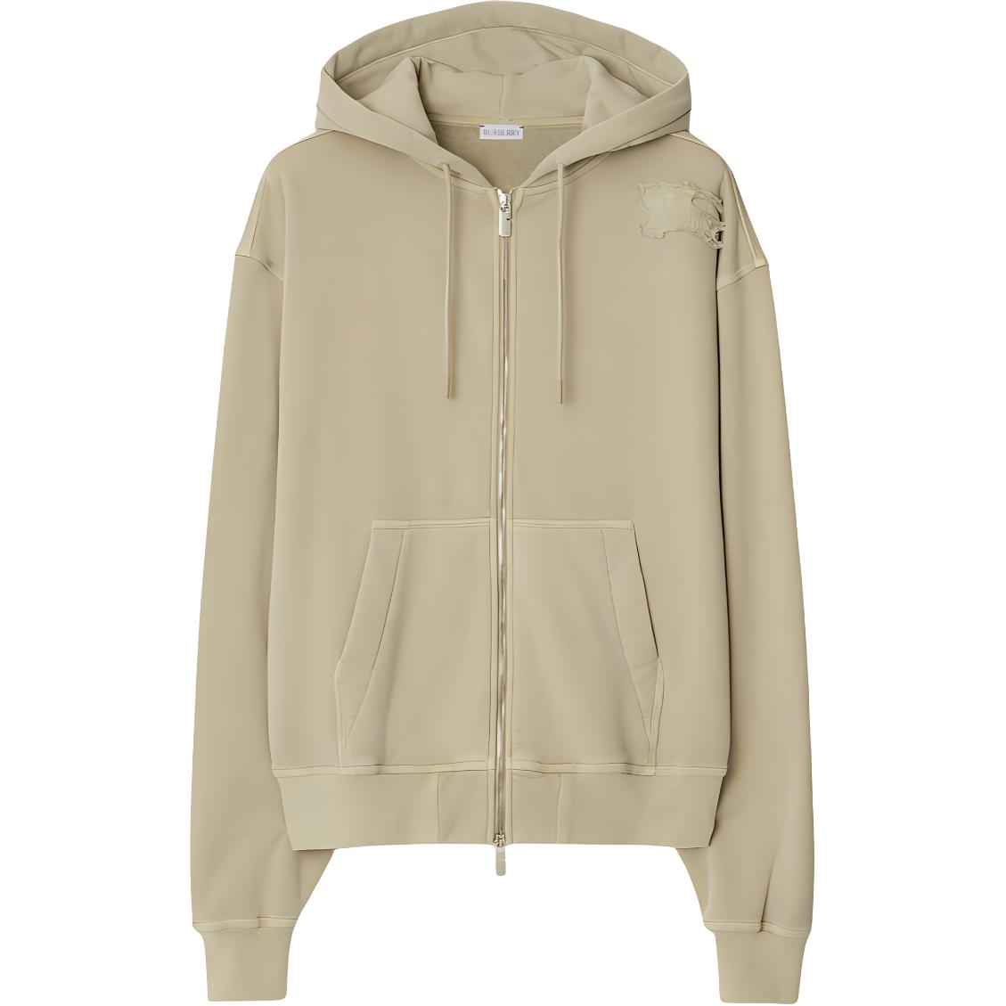 Burberry  Beige Solid Logo Patch Zip-Up Hoodie. 80901311 圖 2