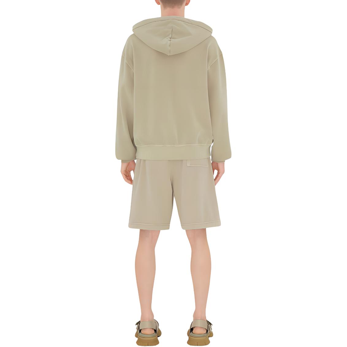 Burberry  Beige Solid Logo Patch Zip-Up Hoodie. 80901311 圖 5