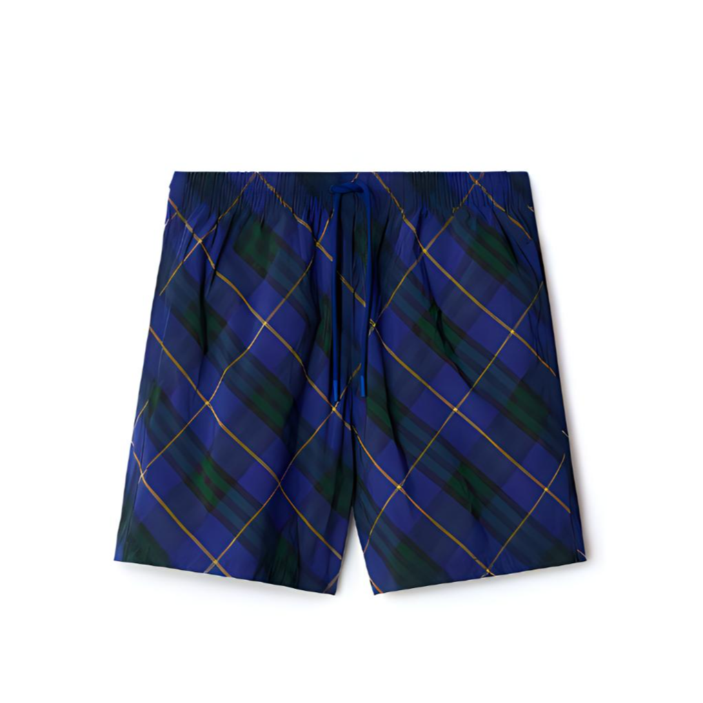 Burberry  Belted Check Straight-Leg Swim Shorts Bright Navy Blue 80900441