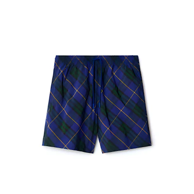 Burberry Belted Check Straight-Leg Swim Shorts Bright Navy Blue 80900441