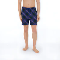 Shop Burberry Shorts de Baño Rectos con Cinturón Cuadros Azul Marino Brillante 80900441