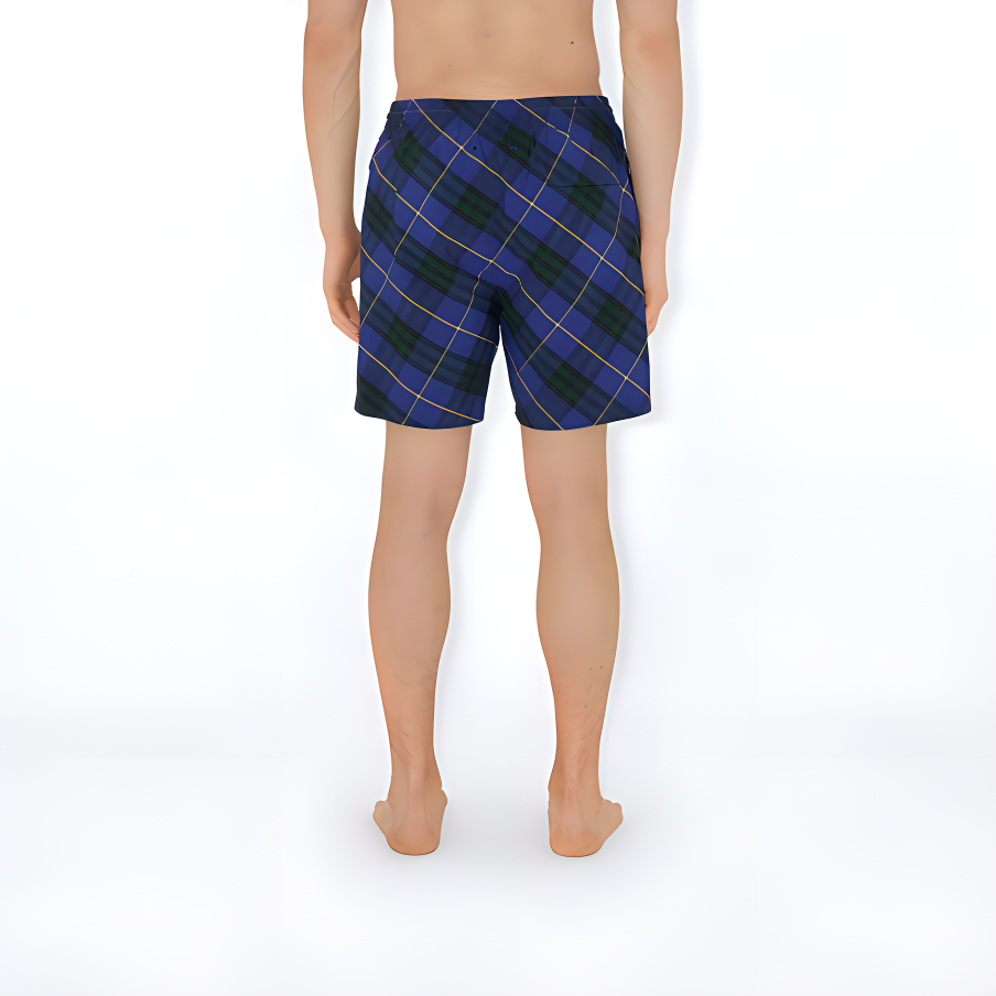 Purchase Burberry Shorts de Baño Rectos con Cinturón Cuadros Azul Marino Brillante 80900441