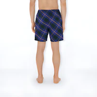 Purchase Burberry Shorts de Baño Rectos con Cinturón Cuadros Azul Marino Brillante 80900441