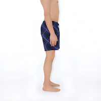Details for Burberry Shorts de Baño Rectos con Cinturón Cuadros Azul Marino Brillante 80900441