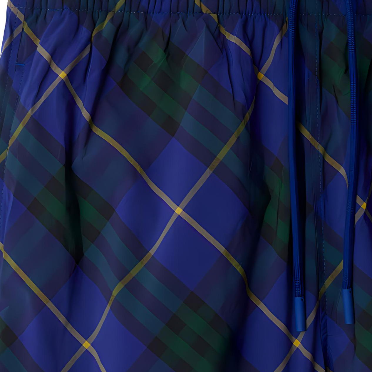 Sizing Burberry Shorts de Baño Rectos con Cinturón Cuadros Azul Marino Brillante 80900441