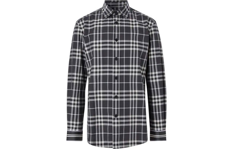 Burberry  Black and White Checkered Long Sleeve Shirt. 80298791