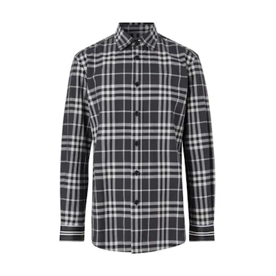 Burberry Black and White Checkered Long Sleeve Shirt. 80298791
