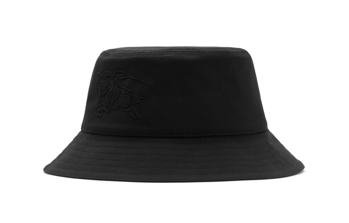 Burberry  Black Bucket Hat with Equestrian Knight Motif Patch. 80857341