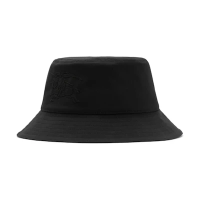 Burberry Black Bucket Hat with Equestrian Knight Motif Patch. 80857341