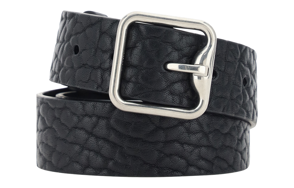 Burberry  Black Calf Leather Belt with Patterned Design and Pin Buckle. 8075260A1189 圖 3