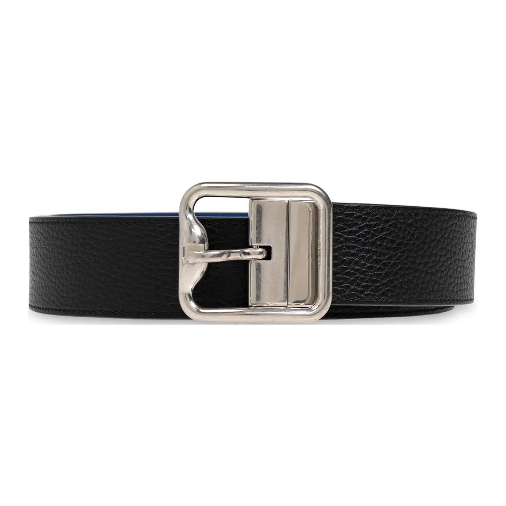 Burberry  Black Calfskin Leather Belt with Dual-Side Logo Engraving. 8092056A1189