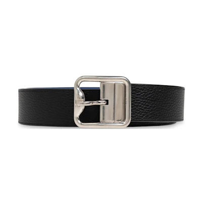 Burberry Black Calfskin Leather Belt with Dual-Side Logo Engraving. 8092056A1189