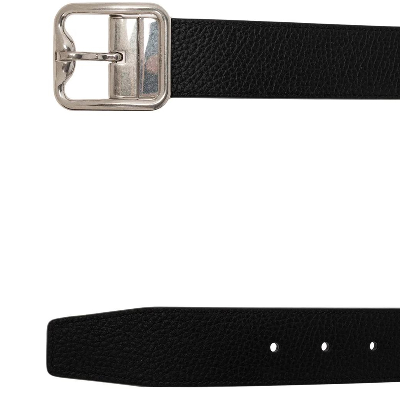 Shop Burberry Sabuk Kulit Hitam dengan Logo Ukiran Dua Sisi. 8092056A1189