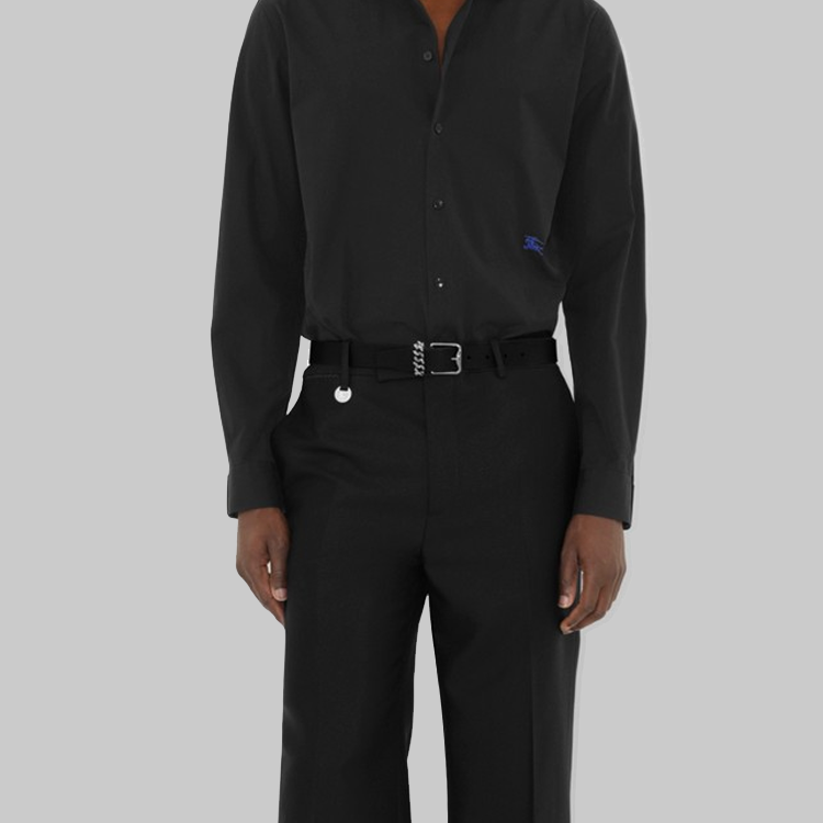 Shop バーバリー ロゴ＆ピンバックル付きブラックカーフスキンレザーベルト 3cm幅 80943871