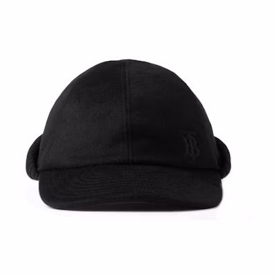 Burberry Black Cap with Monogram Decoration and Reconstructed Design 80638851